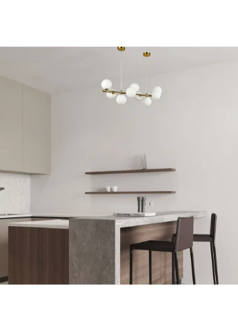 Бронзова люстра довга 85см на 9 ламп (84-1018-9 GAB+WH) No Brand (370071596)