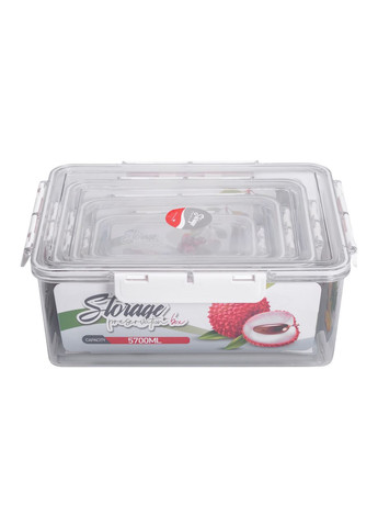 Набір контейнерів для їжі 0.7/1.7/3.3/5.7 л 4 шт з кришками на засувках HP-27-5 Jooki (358706232)