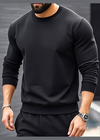 Чорний демісезонний костюм двонитка стильний якісний No Brand