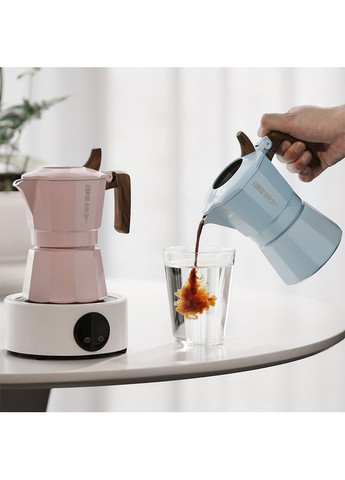 Гейзерна кавоварка з подвійним клапаном Double Valve Moka Pot 100 мл Блакитна (M6575BL-OS) MHW-3BOMBER (352168159)