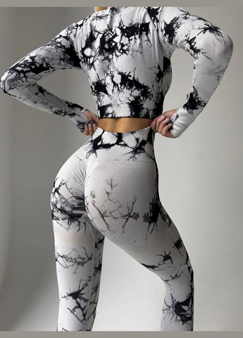 Женский фитнес двойка белый с черным No Brand костюм (322054920)