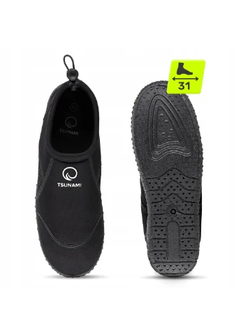 Взуття для пляжу (аквашузи) Slip-On для плавання та водних видів спорту Size Black () TSUNAMI P-5905973406208 (375854592)