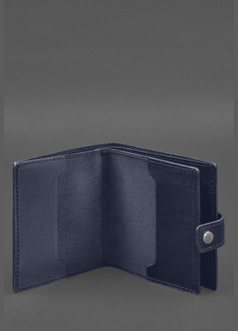 Кожаная обложка-портмоне для военного билета офицера запаса (широкий документ) Синий (A-028348) BlankNote (328961652)