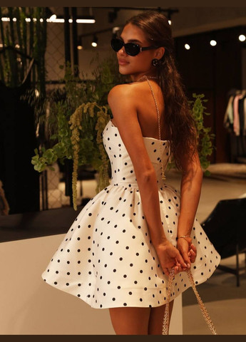 Білий повсякденний сукня DK/DL Мода без кордонів в горошок