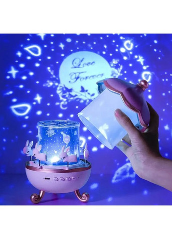 Музичний проектор - нічник Карусель зайчиків з Bluetooth від телефону, акумуляторний нічник багатофункціональний для дітей No Brand (361669495)