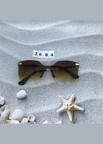 Трендові сонцезахисні окуляри без оправи коричневі No Brand (302370736)