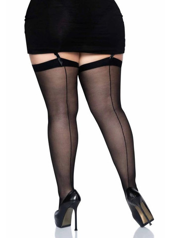 Панчохи під пояс з вертикальним швом Leg Avenue Sheer Backseam Plus Size black (365761243)