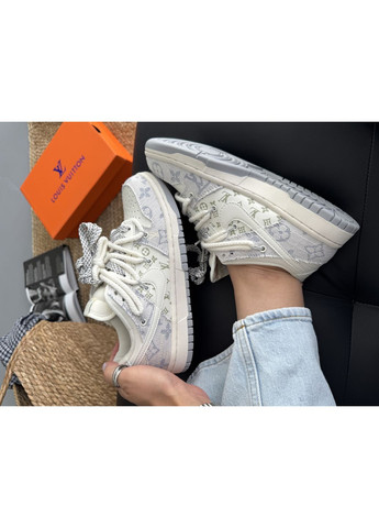 Кроссовки женские и мужские Nike SB Dunk Low x Louis Vuitton White Blue | Найк СБ Данк низкие белые No Brand белые демисезоны (370604344)
