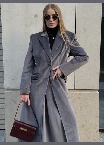 Серое Пальто Velvet серое однобортное ALNEST