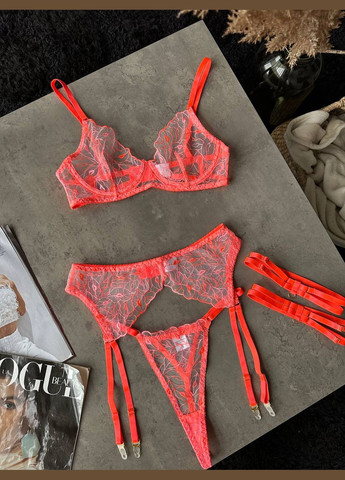 Помаранчевий витончений комплект з вишивкою No Brand