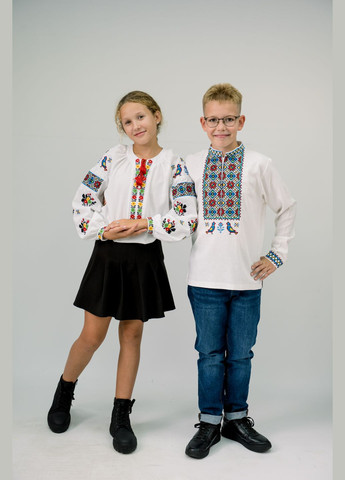 Белая вышиванка льняная на мальчика подростка белая рубашка с длинным рукавом узор орнамент лен (315501524)