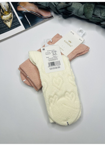 Молочные носки набор 2 пары кашемировые теплые с сердечками Корона сердечки (365652899)