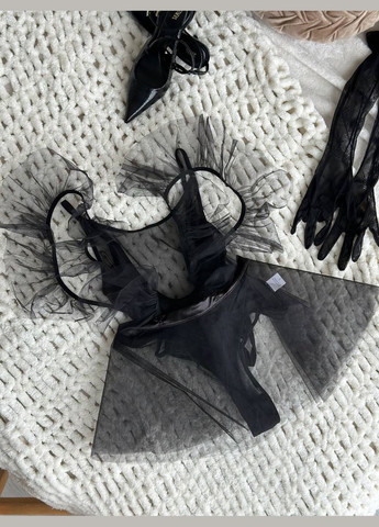 Чорний демісезонний еротичний напівпрозорий комплект No Brand