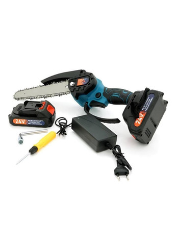 Акумуляторна міні-пила Domotec 6" 24V в кейсі з двома батареями Синій (2104618704) No Brand (362209633)