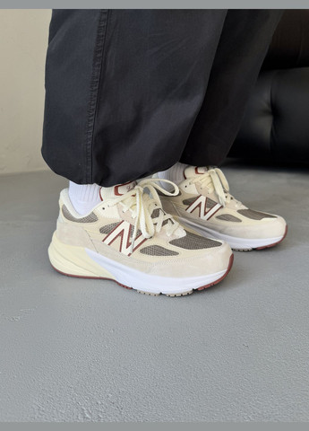 Бежевые демисезонные кроссовки мужские и женские new balance 990v6 loro piana beige white | нью беланс 990v6 бежевые No Brand