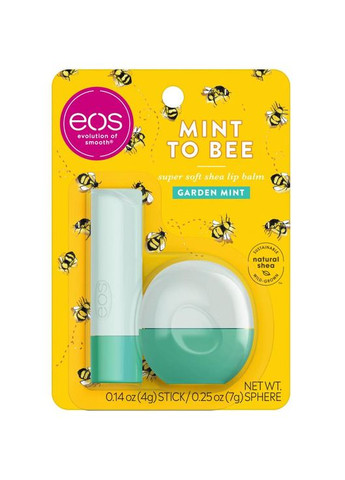 Набір бальзамів для губ Lip Balm Garden Mint flavor Садова м'ята (2 предмети) EOS (278773634)
