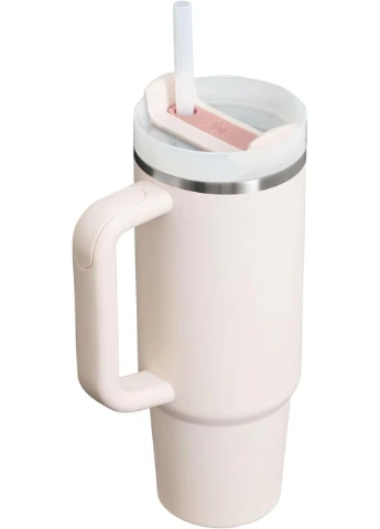 Термокружка 880мл с трубочкой Rose Quartz Quencher H2.0 Tumbler, термос из нержавеющей стали, холод до 9 ч, Stanley (396848265)