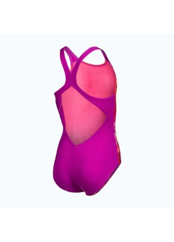 Комбінований літній купальник закритий для дівчат multi colours swimsuit v back рожевий, помаранчевий Arena