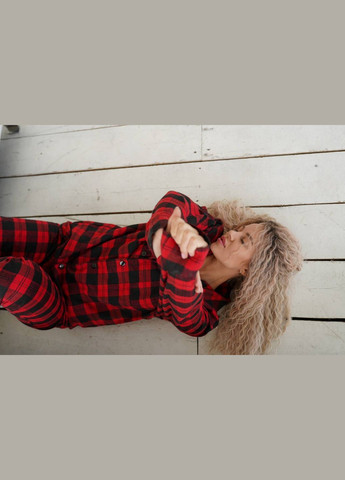 Красная всесезон фланелевая пижама в клетку рубашка + шорты No Brand