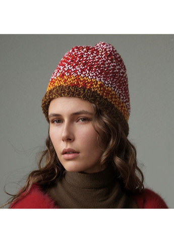 Стильна жіноча в'язана шапка Касіо жаккард микс, ручна робота PRIGRIZ (368787139)