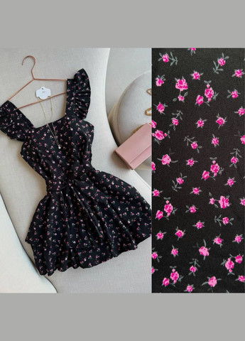 Жіночий комбінезон з квітковим принтом і подвійною спідницею No Brand С1486-633/2 комбінезон-шорти квітковий чорний софт