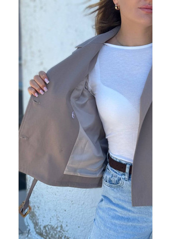 Темно-бежева демісезонна стильний жіночий тренч прямого крою куртка-пальто Україна