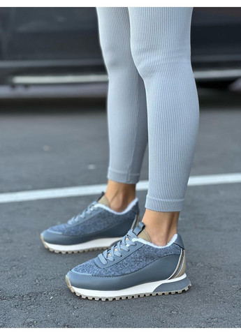 Зимові жіночі кросівки теплі сірі хутро баранчик на високій підошві No Brand сірі зими (367954637)