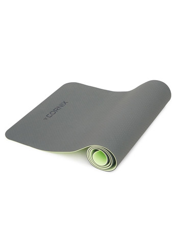 Коврик спортивный TPE 183 x 61 x 0.6 cм для йоги и фитнеса Black/Green Cornix XR-0002 (342758443)