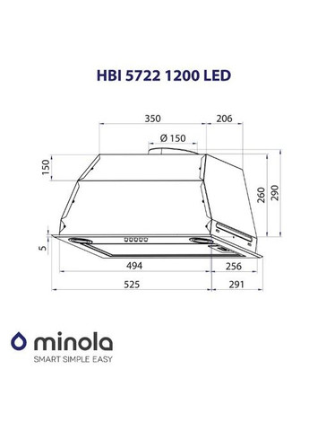 Вытяжка HBI 5722 WH 1200 LED встроена MINOLA (339680207)