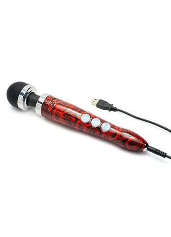 Массажер-микрофон Die Cast 3R Wand Vibrator Rose Pattern, с розами, красный USB Doxy (289784781)