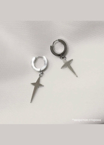 Серебристая серьга с подвеской объемной длинной звезды унисекс хип-хоп casual трендовая современная однотонная корейский стиль No Brand (337715901)