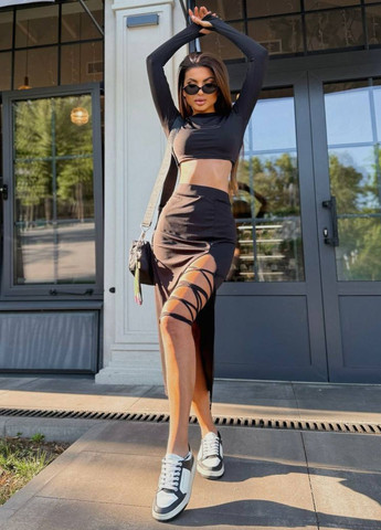 Костюм двойка: Топ с длинным рукавом и юбка меди Україна (328214501)