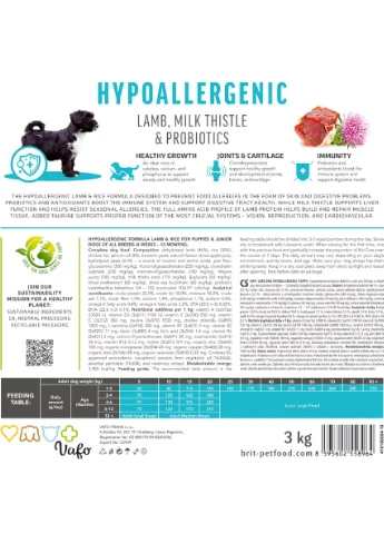 Корм сухий Dog Hypoallergenic Puppy для цуценят гіпоалергенний з ягням 3 кг Brit Care (362702183)