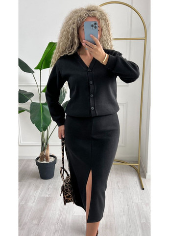 Вязаный женский костюм кардиган + юбка с ангорой Україна (371410825)