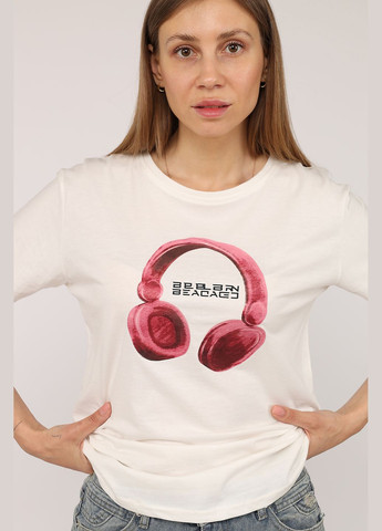 Футболка с коротким рукавом женская цвет молочный ЦБ-00275262 Carla Mara - (329728345)