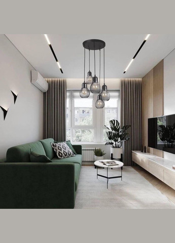 Черная люстра "Лампочки" в стиле лофт (907-004F-5 BK (300)) No Brand (370071246)