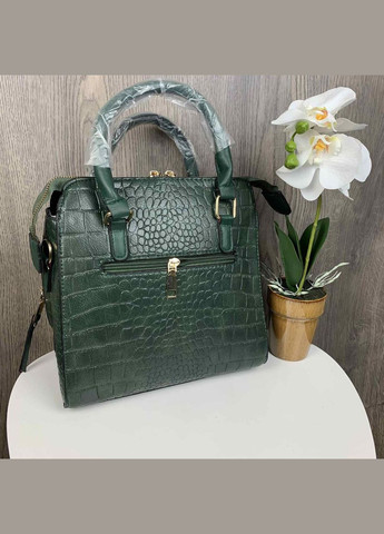 Женская сумка через плечо с брелком из эко кожи под рептилию змеиный принт зеленая (sku_664Н) No Brand (330576531)