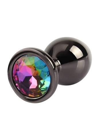 Анальная пробка чёрная MATRIX MONT с разноцветным камнем, размер M Chisa (363980364)