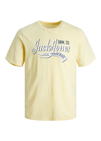 Світло-жовта футболка basic,блідо-жовтий з принтом,jack&jones Jack & Jones