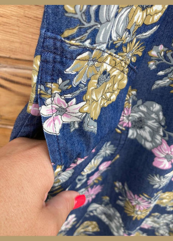 Синя повсякденний жіноча тонкая стильна сукня 48 розмір No Brand з квітковим принтом