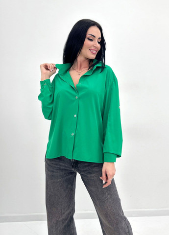 Зеленая демисезонная базовая женская рубашка Fashion Girl Eden
