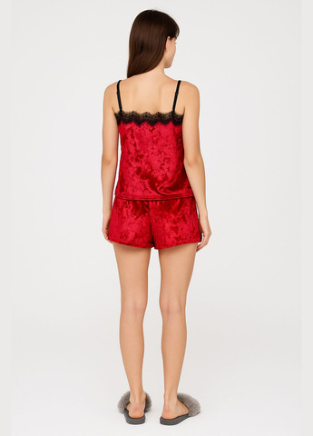 Красная пижама женская майка велюровая шорты красная Modashoping