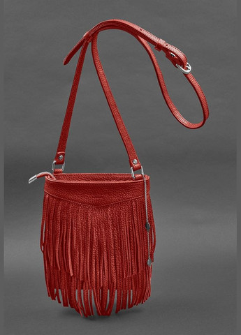 Кожаная женская сумка с бахромой мини-кроссбоди Fleco красная (A-026290) BlankNote кросс-боди (327874309)