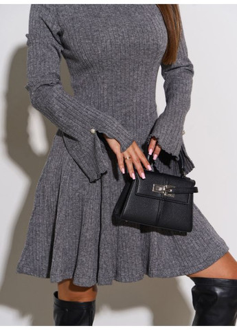 Сіра повсякденний, ділова, вечірня, кежуал ангорова сукня-гольф з клинами дзвін No Brand однотонна