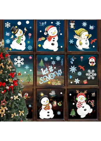 Набор новогодних наклеек на окно New Year 7 14579 20х30 см 8 листов No Brand (335584577)