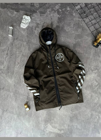 Оливковая (хаки) стильная ветровка off-white No Brand