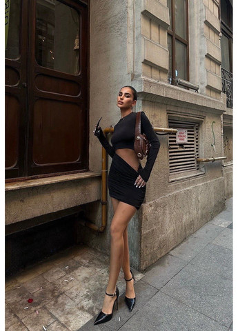 Чорна відвертий, коктейльна, повсякденний, джинсова, вечірня, кежуал сукня enchant з вирізом Sobe