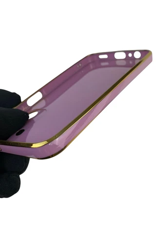 Чохол для Galaxy A15 (SM-A155M) глянцевий із захистом камери із золотою окантовкою на самсунг а15 чорничний gs1 Samsung (366233801)