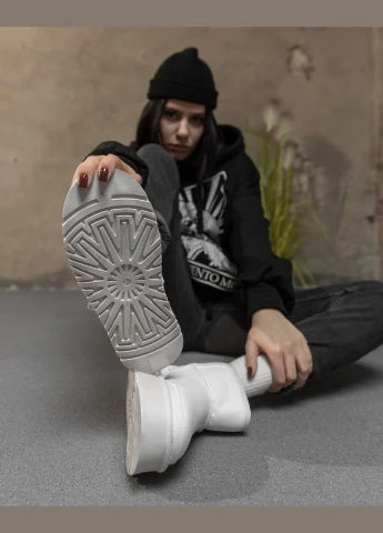 Женские угги Ugg Zip Skin белые кожа мех утеплитель подошва EVA No Brand белые всесезоны (331021609)