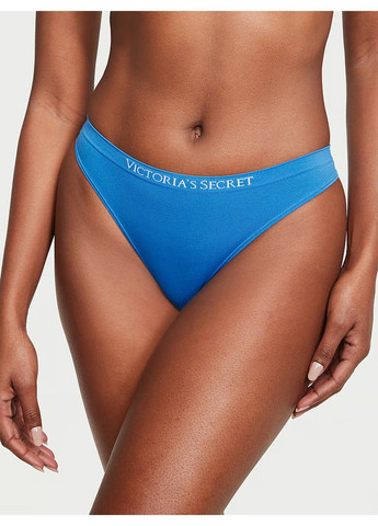 Трусики-стринги женские с микрофибры Seamless Thong Panty голубые Victoria's Secret (355077342)